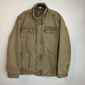 Levis Military Field Jacket Mens XXL  Utility Zip Snap Casual Olive Green